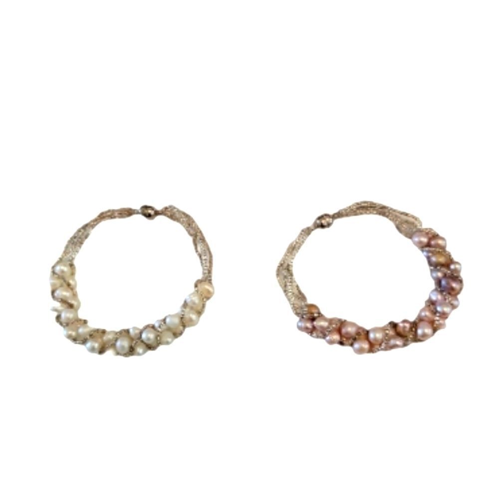 EC FRESHWATER PEARL BRACELETS W/MAGNETIC CLASPS *LOT OF TWO*